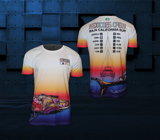 Sailing Crew T-Shirt Mexico 2025 – Design für Baja California Sur mit Lagoon 51